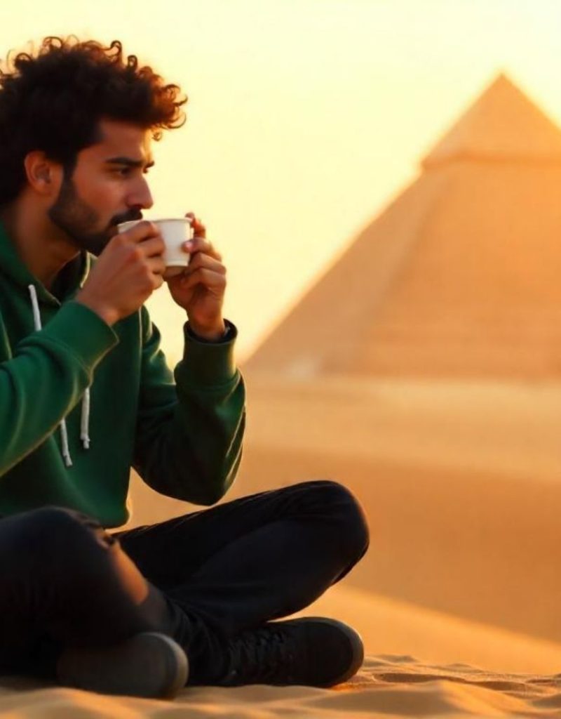 egyptian man drink tea